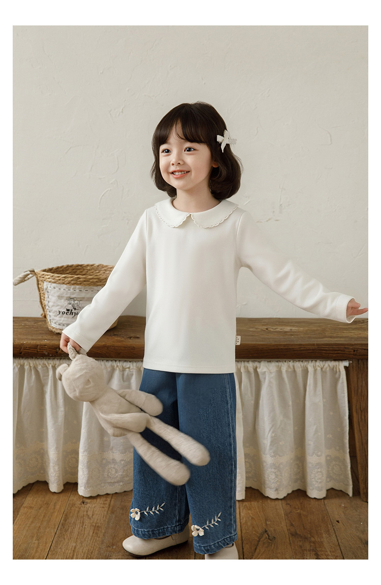 Scalloped Peter Pan Collar Long-Sleeve Shirt